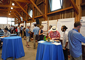 Attendees interacting with research