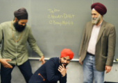 From right to left: Professor Nirvikar Singh, Baagi and Hoodini. 