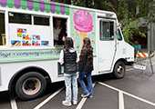 students with ice cream truck