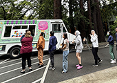 students lined up for ice cream