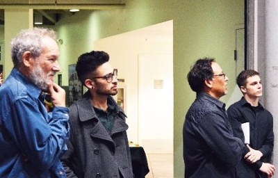  Walter "Wally" Golfdrank (left) with sociology student Edward Ramirez and sociology professor Steve McKay at an event at the Santa Cruz Museum and History, 2015. 